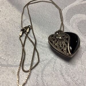 TAXCO STERLING ONYX HEART LOCKET